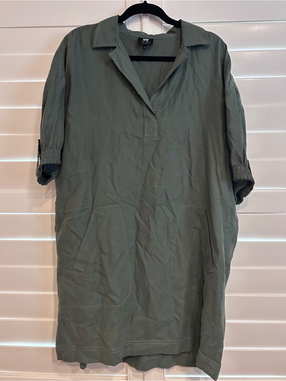 W by Worth Oversized Tunic Dress Olive Green Size Small